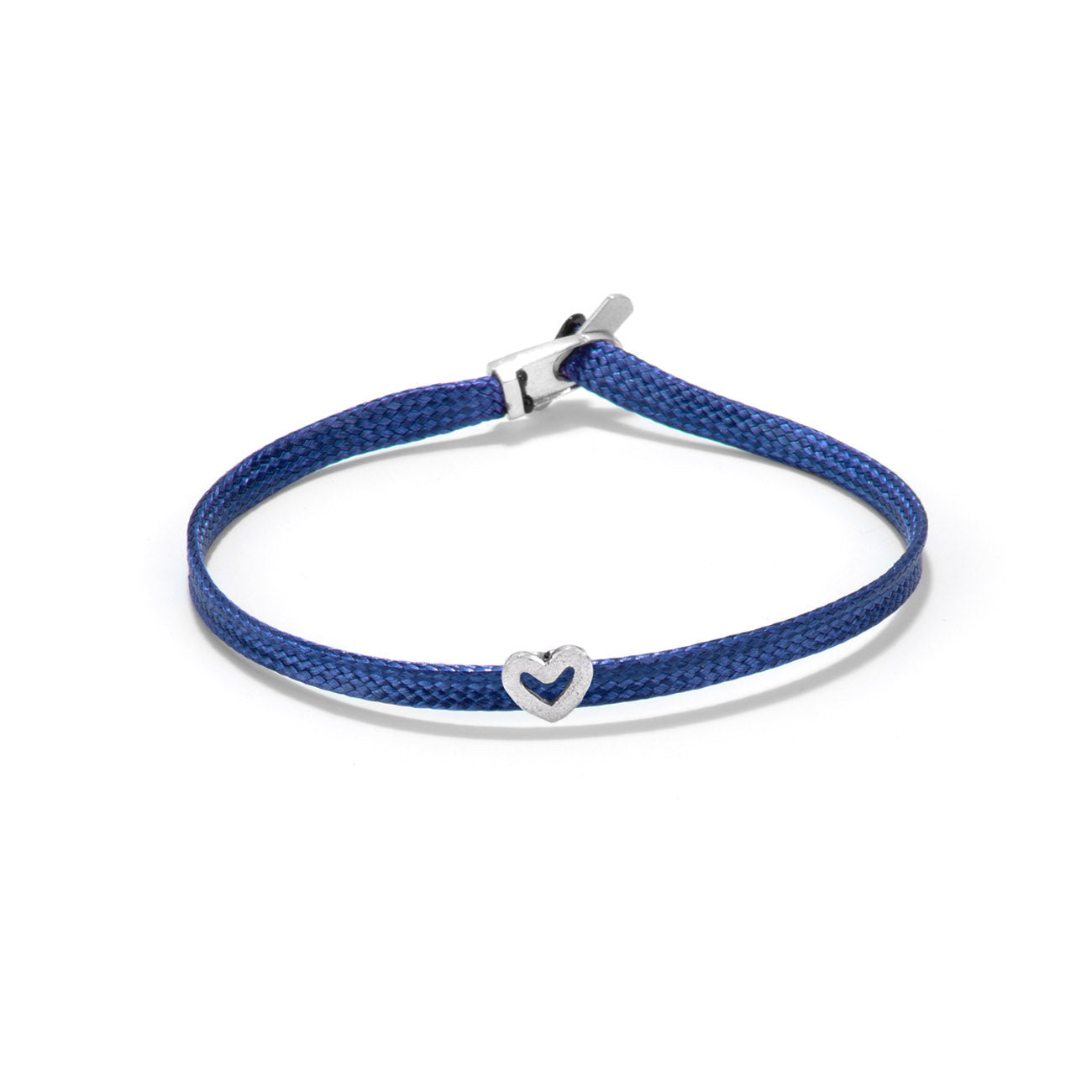 Heart flat cord bracelet - Silver