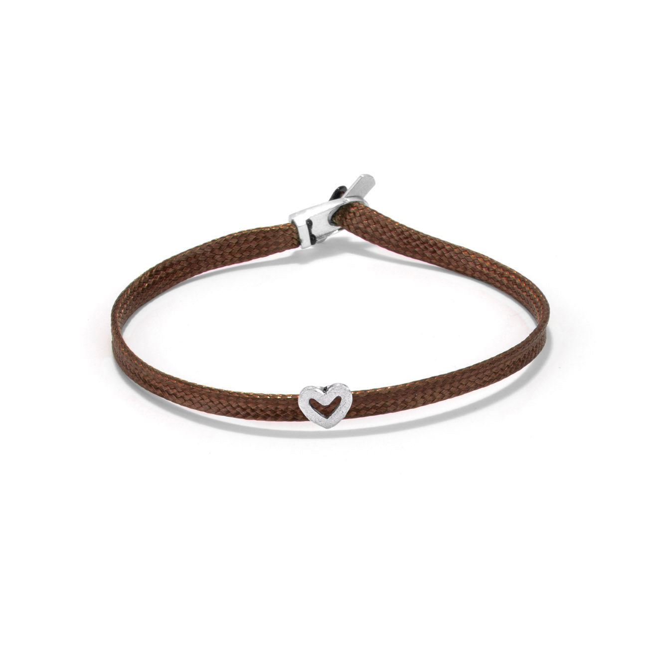 Heart flat cord bracelet - Silver