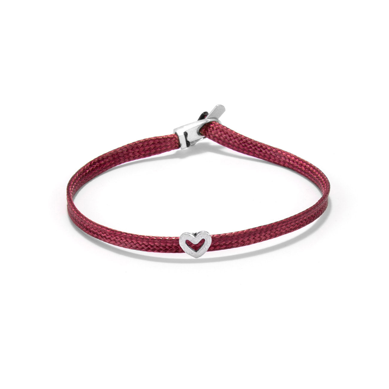 Heart flat cord bracelet - Silver