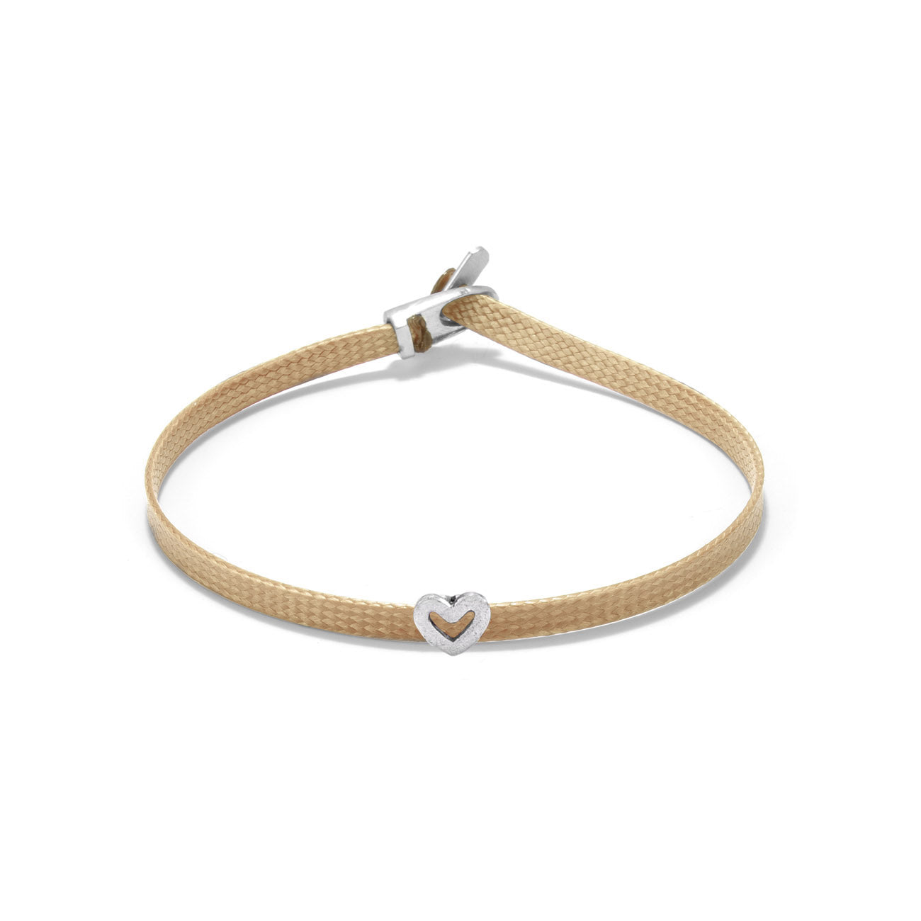 Heart flat cord bracelet - Silver