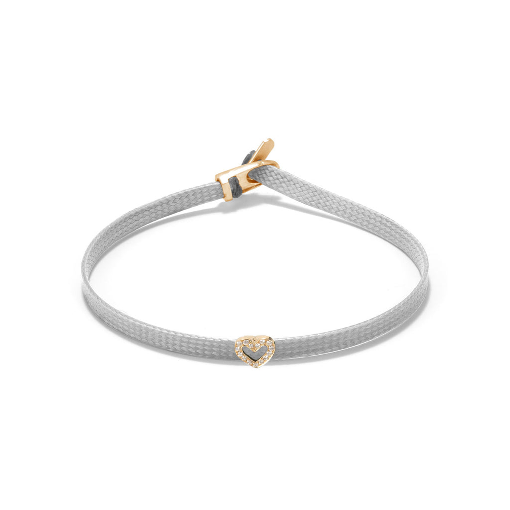 Diamond heart flat cord bracelet - Gold