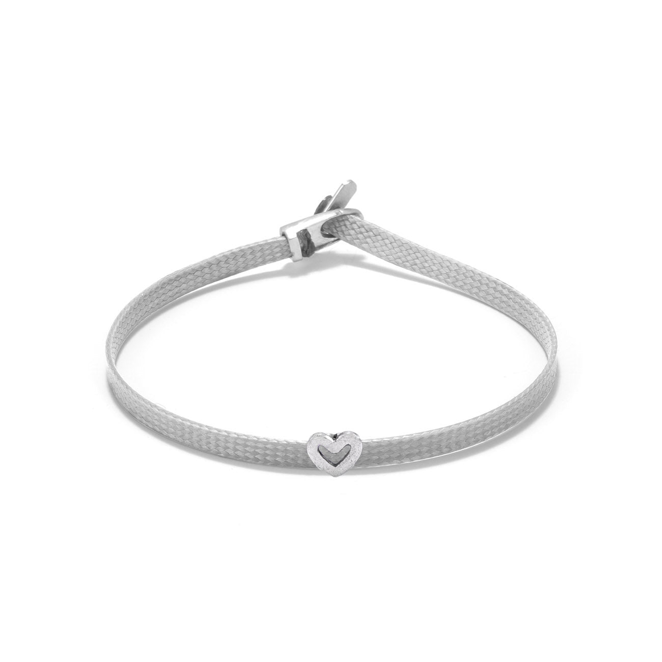 Heart flat cord bracelet - Silver