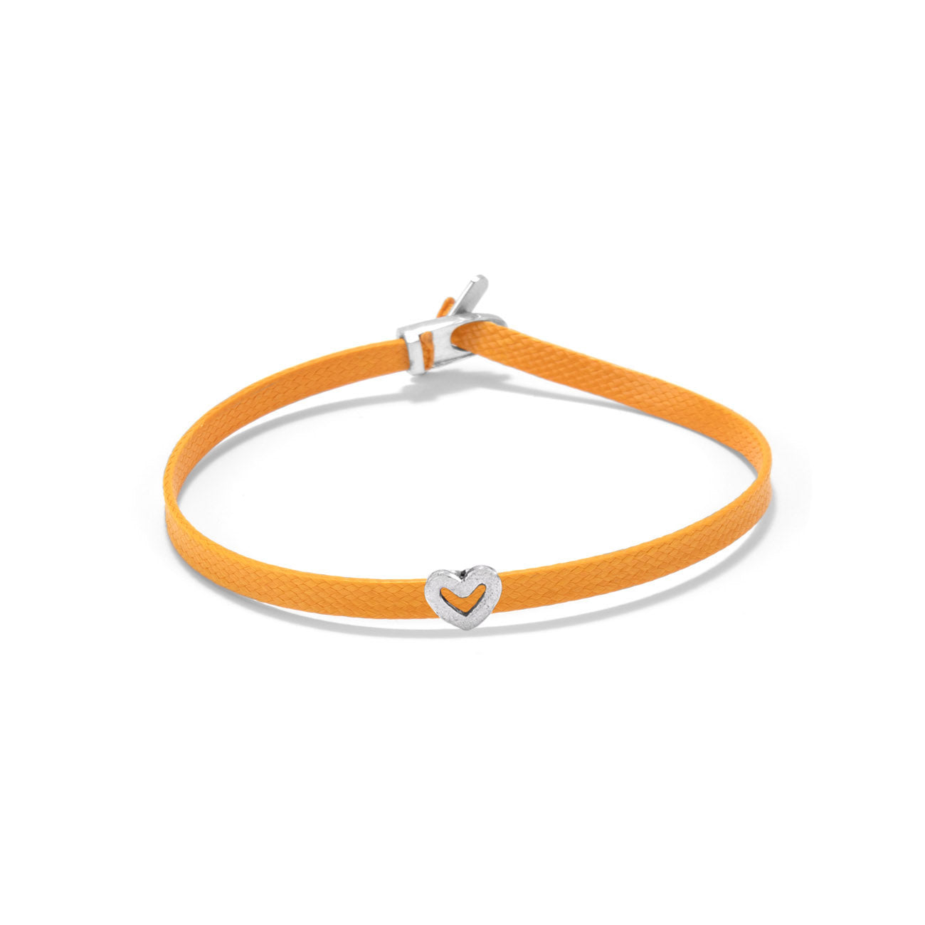 Heart flat cord bracelet - Silver