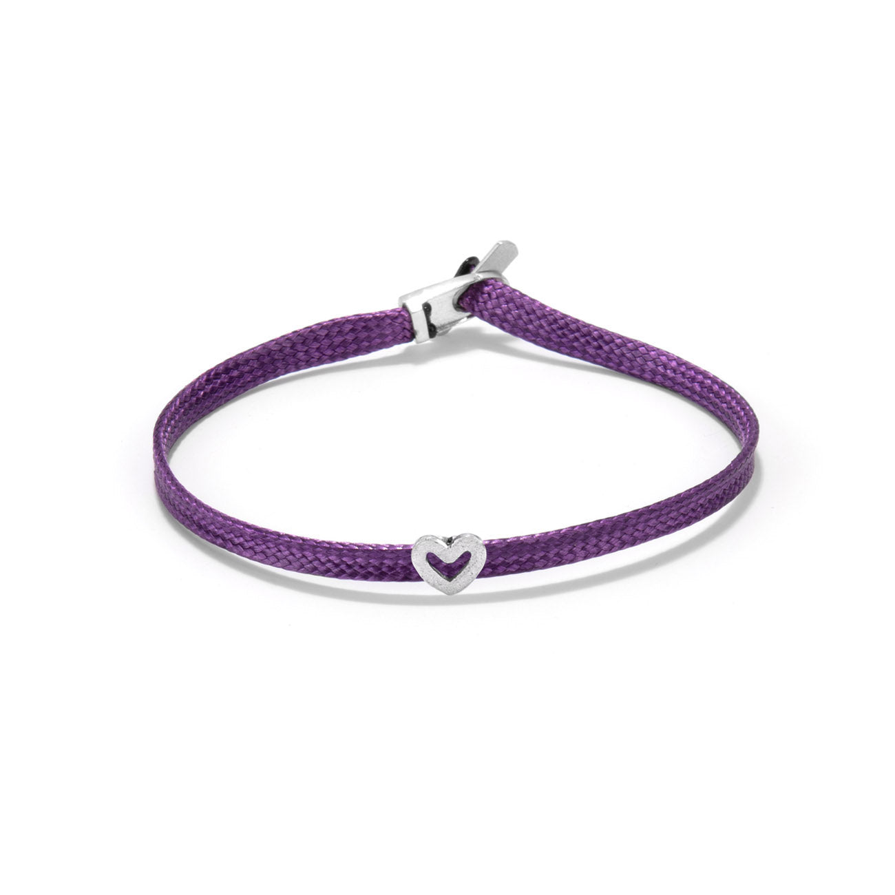 Heart flat cord bracelet - Silver