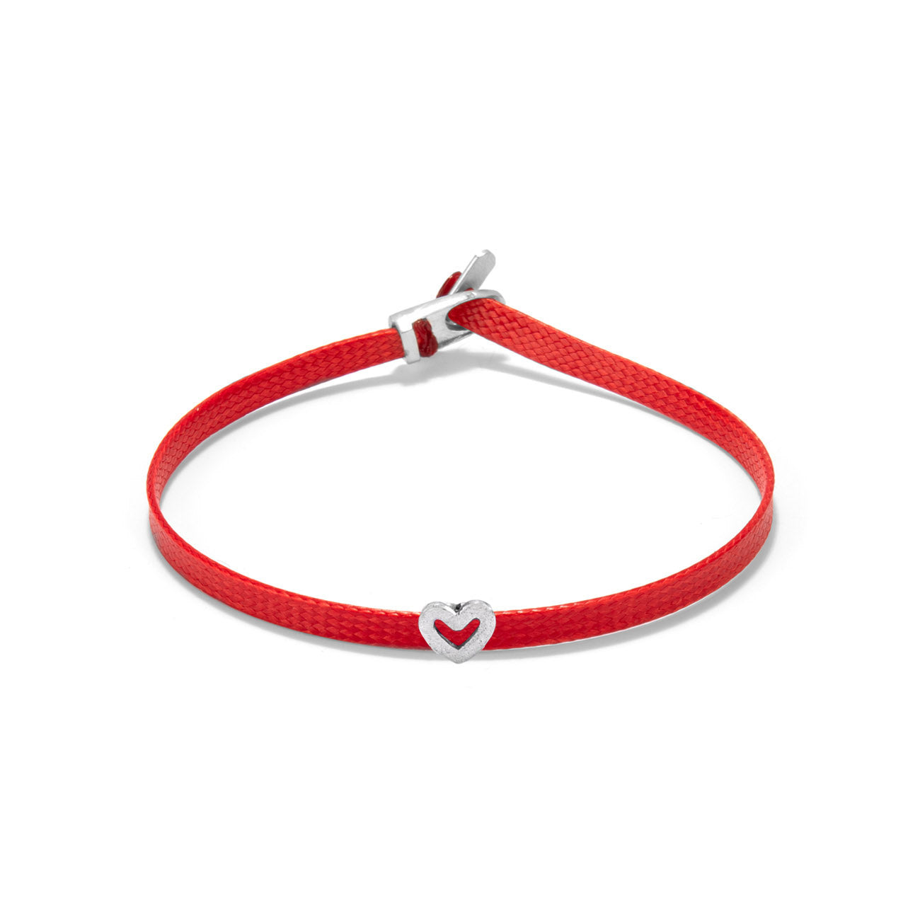 Heart flat cord bracelet - Silver