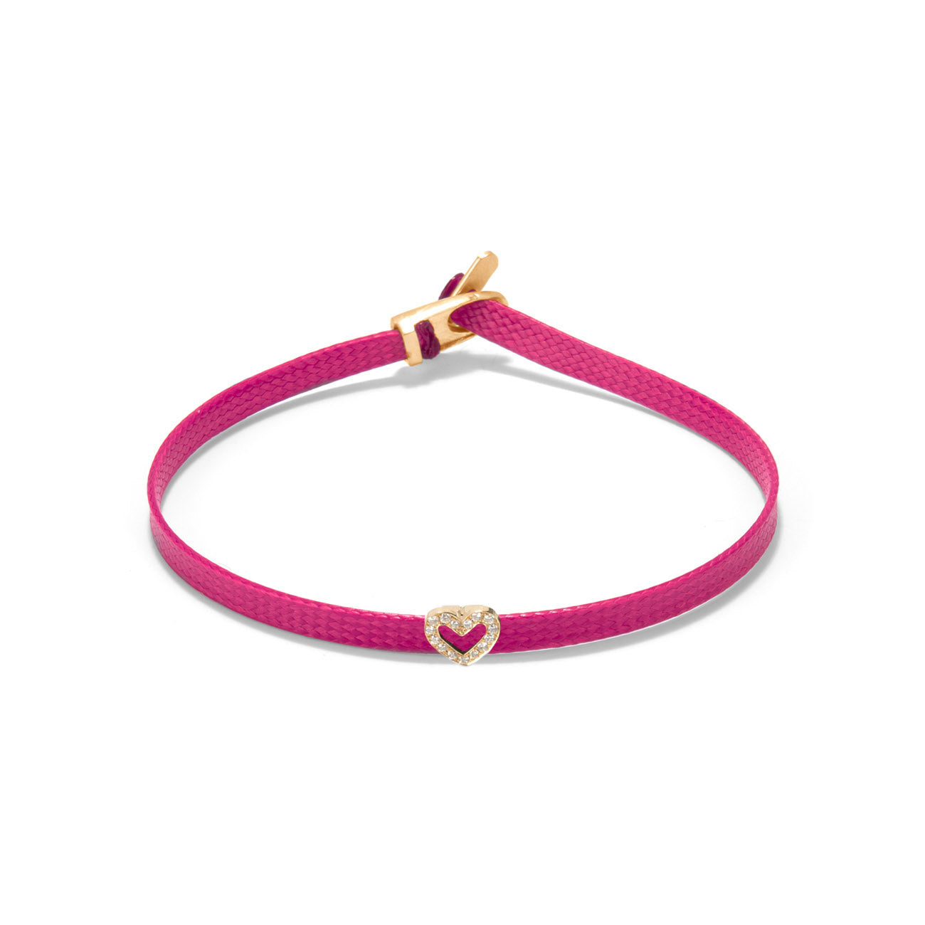 Diamond heart flat cord bracelet - Gold