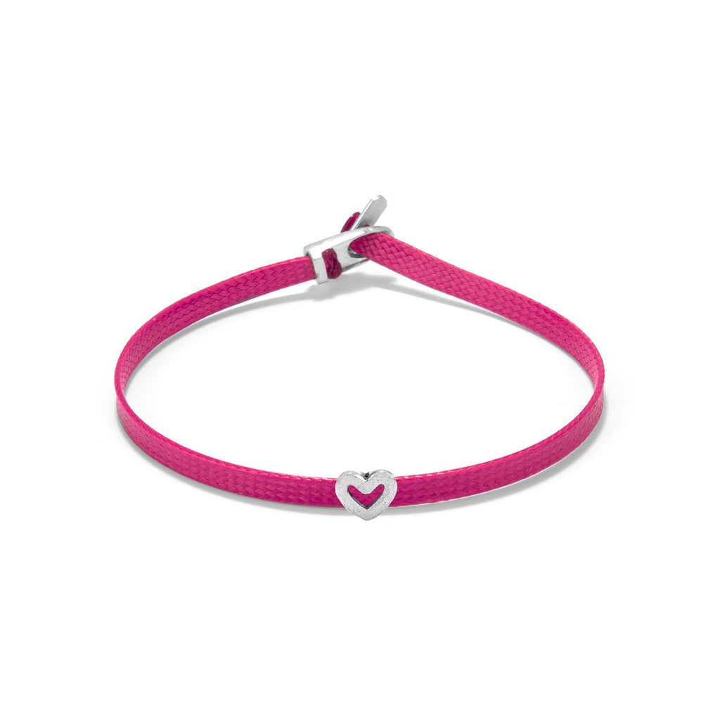 Heart flat cord bracelet - Silver