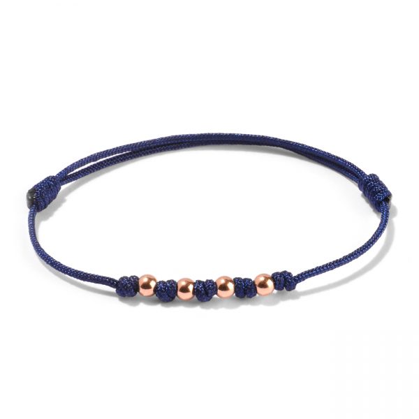 Nylon cord bracelet with 4 x gold beads