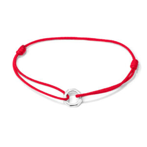 Octa ring on nylon cord - silver