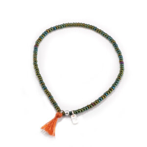 Seed beads tassel bracelet - Green oil