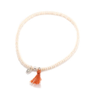 Seed beads tassel bracelet - Pearl white