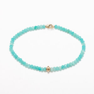 Amazonite bracelet with deco bead - Gold