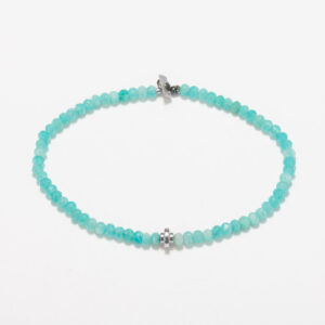 Amazonite bracelet with deco bead - Silver