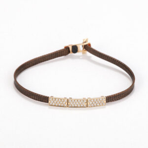 Flat cord bracelet  14k gold - Diamond bricks 3