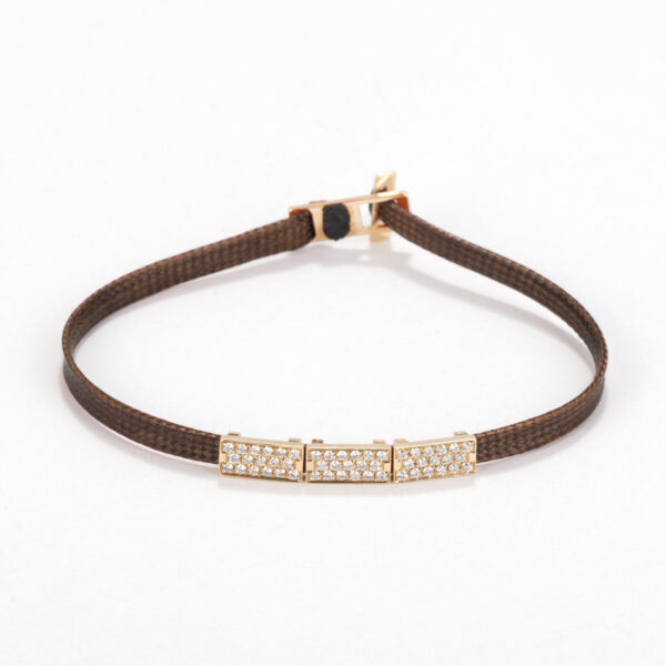 Flat cord bracelet  14k gold - Diamond bricks 3