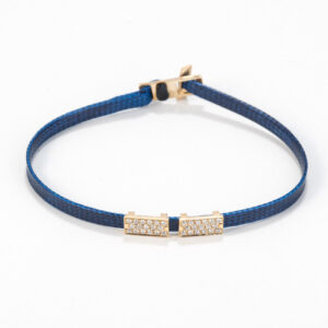 Flat cord bracelet  14k gold - Diamond bricks 2