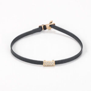 Flat cord bracelet  14k gold - Diamond brick 1