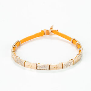 Flat cord bracelet  14k gold - Alternating 6+6