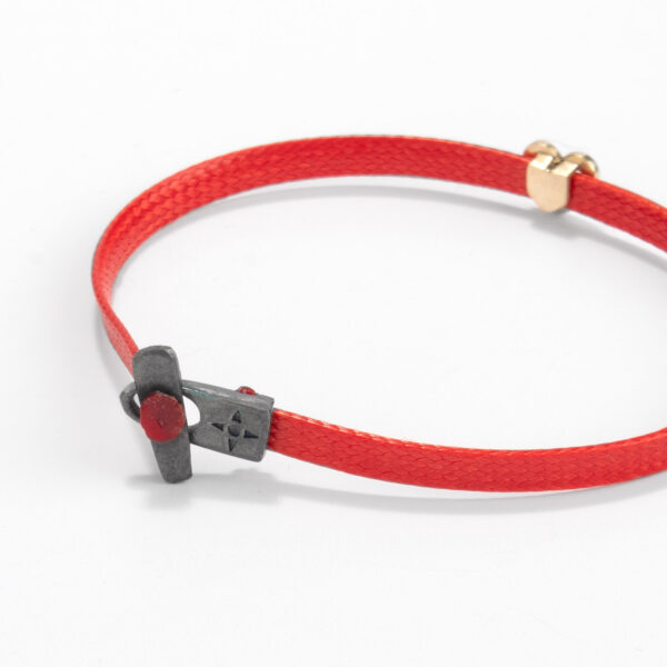 Heart bracelet Gold and silver- Flat cord - Image 3