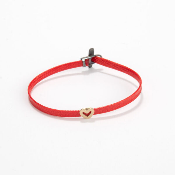 Heart bracelet Gold and silver- Flat cord